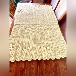 Vintage Yellow Handmade Crochet Baby Blanket